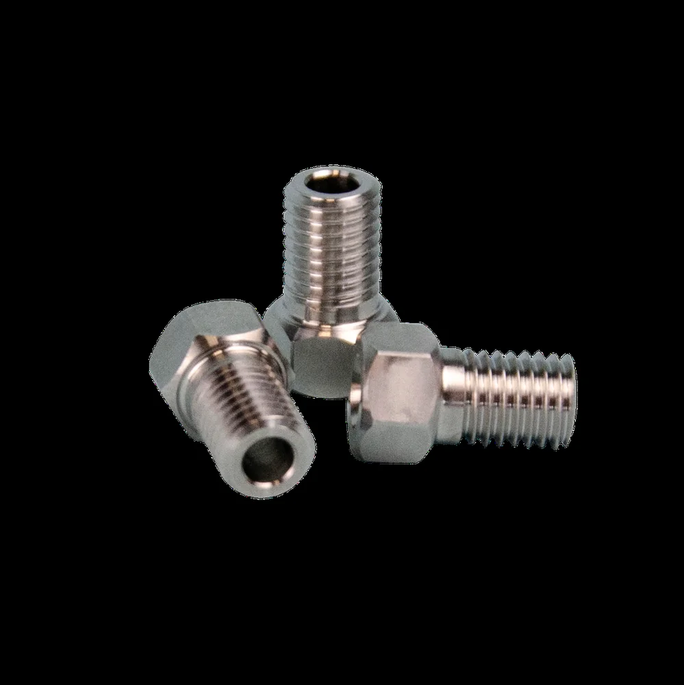 5 втулок для 1/8" UNF 1/4-28, нерж. сталь, короткий, с шестигранной головкой, без феррул