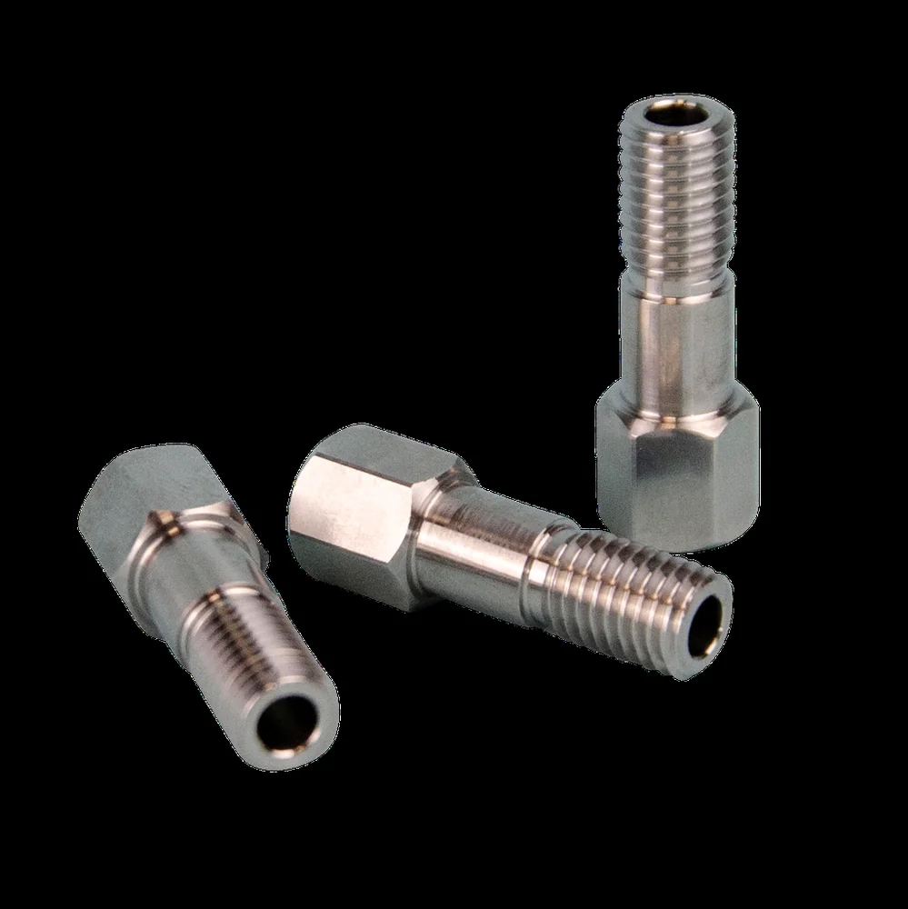 1 втулка для 1/8" UNF 1/4-28, нерж. сталь, длинный, без феррул, с шестигранной головкой