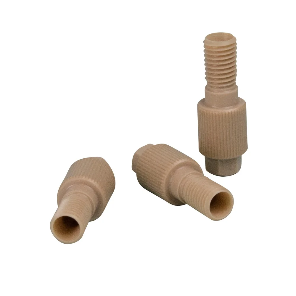 DYNASEAL система соединений для 1/8" UNF 1/4-28, 1 длинный втулка PEEK, без феррул, рифлёный и с шестигранной головкой